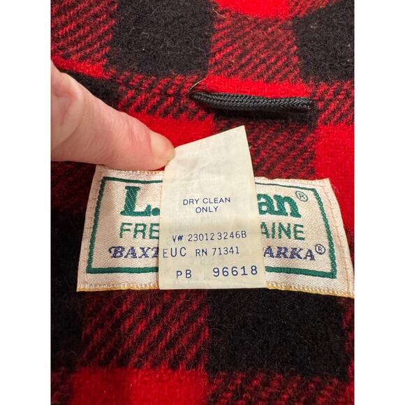 Vintage LL Bean Baxter State Parka Jacket Large Red Buffalo Freeport Maine Hood - Picture 14 of 14